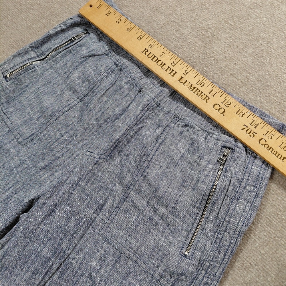 Violets & Roses Women Cropped Linen Pants Size 10/30 Blue Lagernook Coastal - Picture 3 of 11